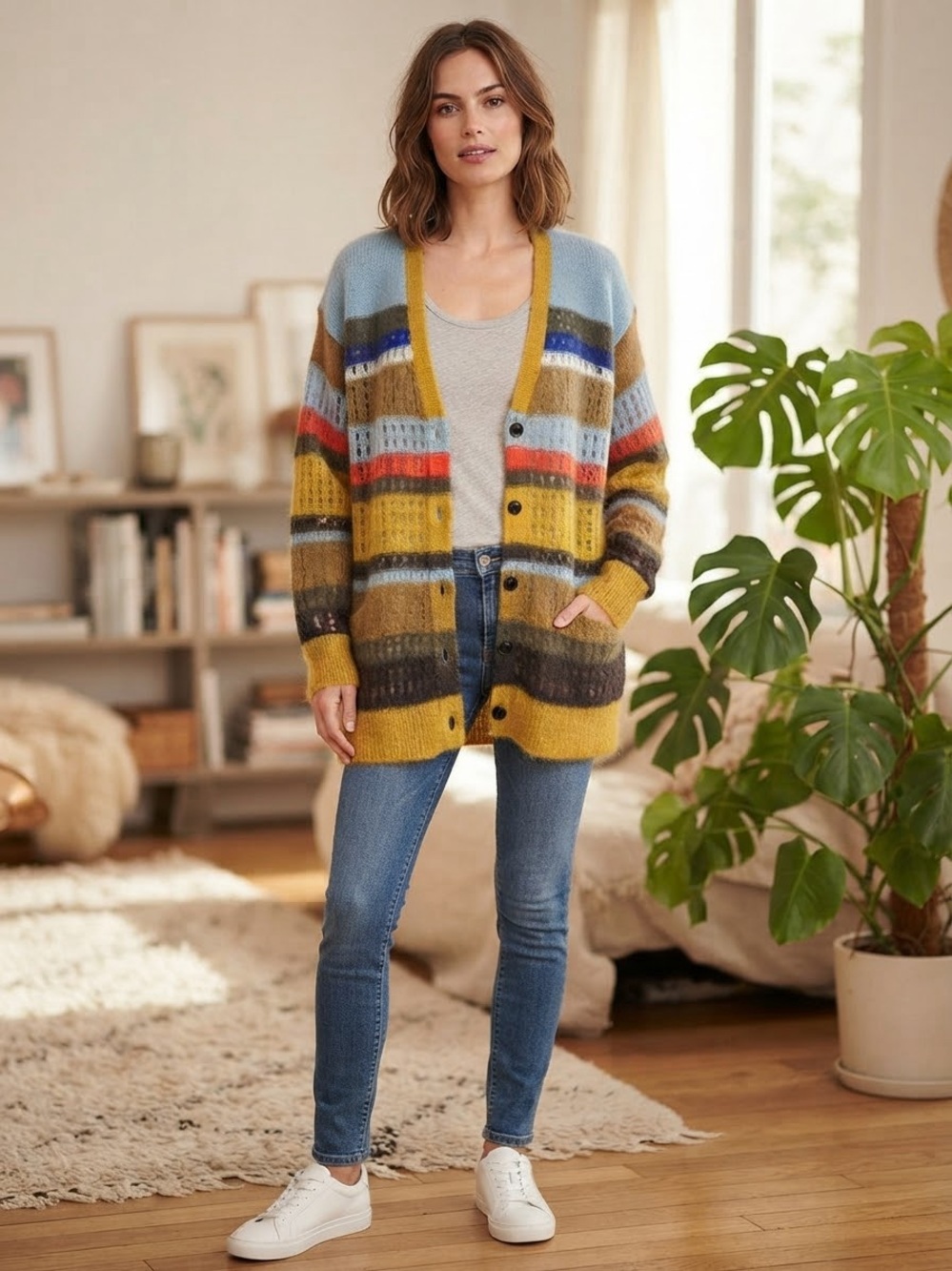 Rag & Bone Nassau Striped Oversized Cardigan Size Large
